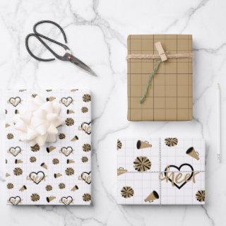 Gold Cheer Hearts, Pom Poms, Megaphone Pattern  Sheets