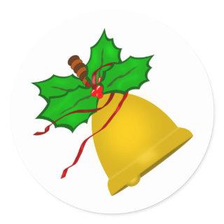 Gold Christmas Handbell Classic Round Sticker