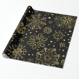 Gold Christmas Snowflakes On Black