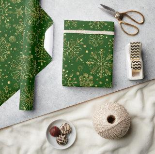 Gold Christmas Snowflakes On Custom Green