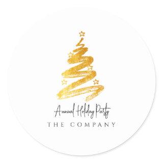Gold Christmas Tree Holiday Party Classic Round Sticker