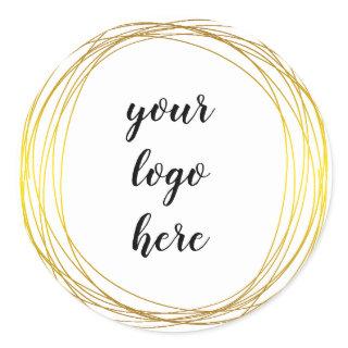 Gold Circle Rings Border Glitter Custom Logo Classic Round Sticker