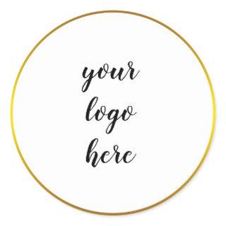 Gold Circle Rings Border Glitter Custom Logo Classic Round Sticker