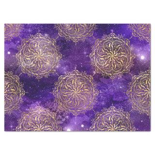 Gold Circular Designs on Purple Galaxy Decoupage Tissue Paper