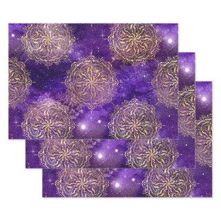 Gold Circular Designs on Purple Galaxy  Sheets