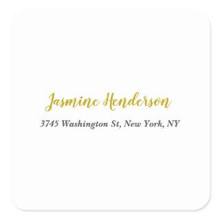 Gold Color Calligraphy Professional Elegant Square Sticker