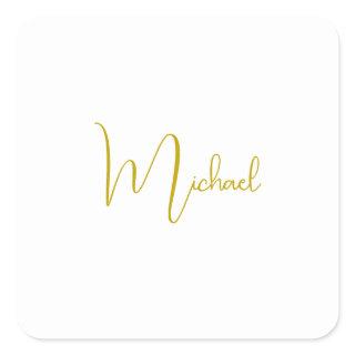 Gold Color Elegant Stylish Trendy Unique Script Square Sticker