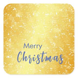 Gold Color Merry Christmas Family Message New Year Square Sticker