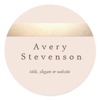 Gold Colored Striped Modern Light Pink Chic Classic Round Sticker