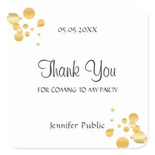 Gold Confetti Elegant Thank You Script Template Square Sticker