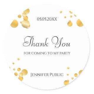Gold Confetti Template Thank You Script Elegant Classic Round Sticker