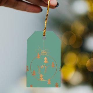 Gold Copper Christmas Decor and Trees sage green Gift Tags