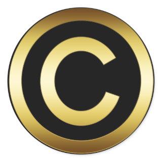 GOLD COPYRIGHT SYMBOL CLASSIC ROUND STICKER
