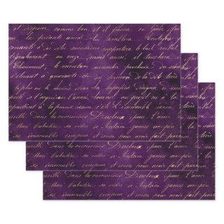 Gold Cursive on Deep Purple   Sheets