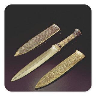 Gold dagger and sheath square sticker