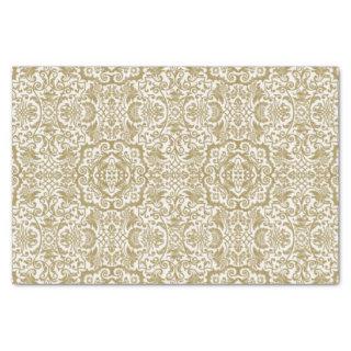 Gold Damask Brocade on White Gift or Decoupage Tissue Paper