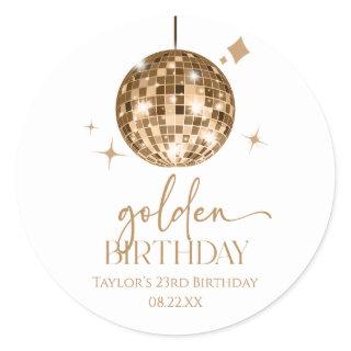 Gold Disco Ball Golden Birthday Party Classic Round Sticker