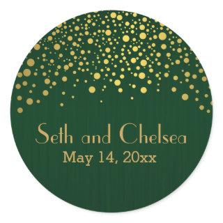 Gold Dots and Dark Green | Personalize Classic Round Sticker
