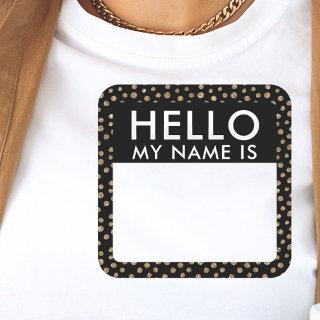Gold Dots Hello My Name Is Stickers
