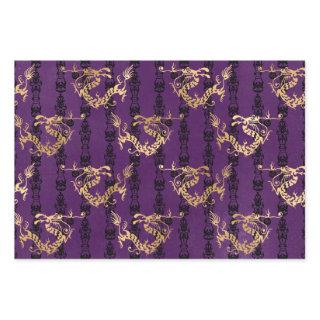 Gold Dragons on Purple  Sheets