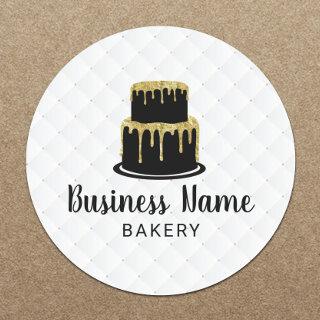 Gold Drip Icing Cake Logo Sweet Boutique Bakery Classic Round Sticker