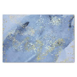 Gold Dusted Blue Watercolor Cloud Tissue Paper