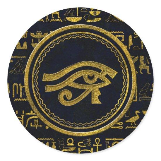 Gold Egyptian Eye of Horus - Wadjet Classic Round Sticker