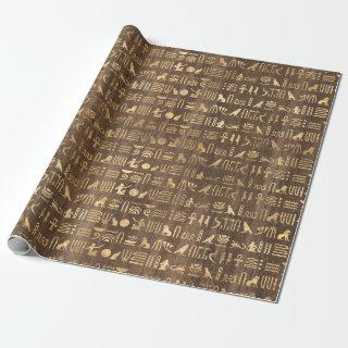 Gold Egyptian Hieroglyphs on Brown