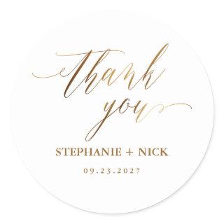 Gold Elegant Script Invitation Classic Round Classic Round Sticker
