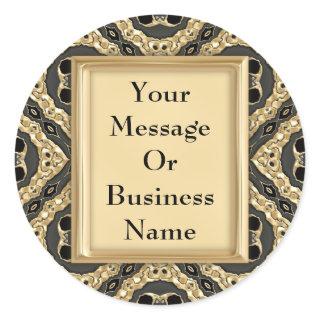 Gold Embossed Lace Classic Round Sticker