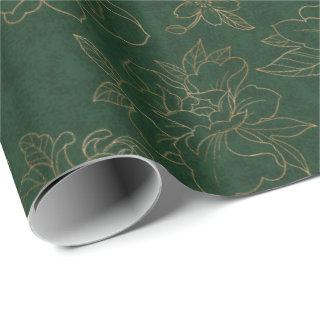 Gold Engraved Floral on Green BG