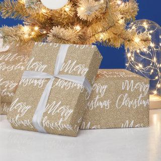 Gold Faux Glitter Merry Christmas Calligraphy