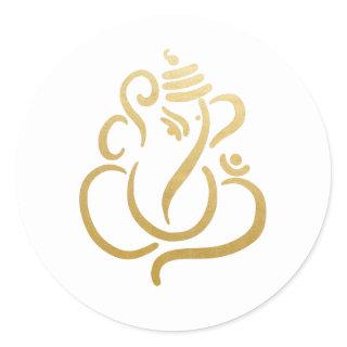 Gold Festive Ganesh | Indian God Classic Round Sticker