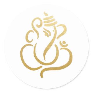 Gold Festive Ganesh | Indian God Classic Round Sticker