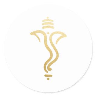 Gold Festive Ganesh/ Indian God Classic Round Sticker