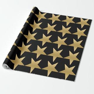 Gold Five Point Stars Pattern BlackBackground