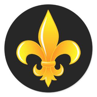 Gold Fleur De Lis Classic Round Sticker