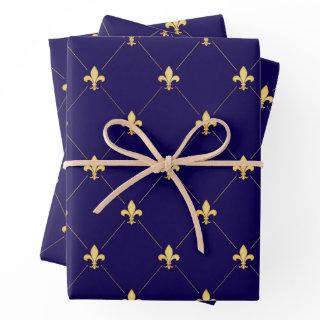 Gold Fleur-de-Lis on Midnight Blue  Sheets