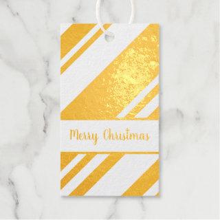 Gold Foil and White Diagonal Stripes Gift Tags