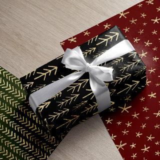 Gold Foil Black Red Green Xmas Patterns  Sheets