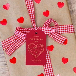 Gold Foil Geometric Heart Valentine's Day Gift Tags