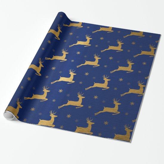 Gold Foil Look Reindeer Leaping