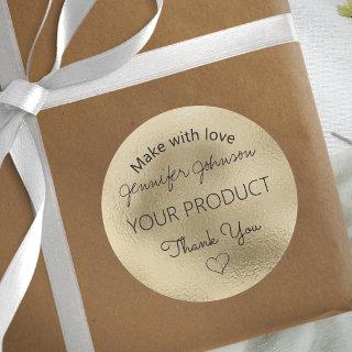 Gold Foil Make With Love Classic Round Sticker