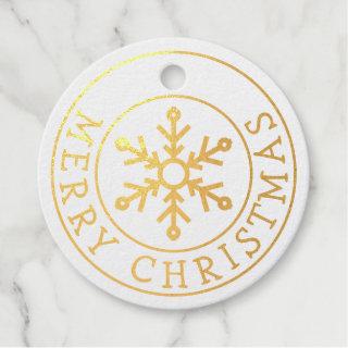 Gold Foil Merry Christmas with Snowflake  Foil Favor Tags