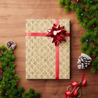 Gold Foil Moroccan Trellis Monogrammed Christmas