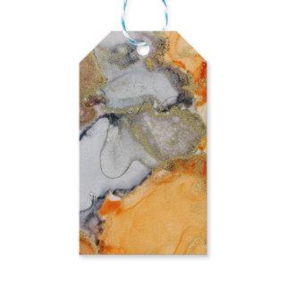 Gold Foil Orange Grey Custom Chic Abstract Art Gift Tags