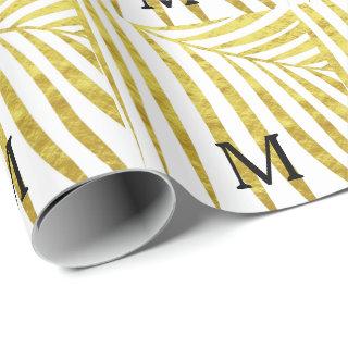 Gold Foil Palm Leaf Tropical Monogrammed Initials