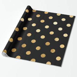 Gold Foil Polka Dots Pattern  Black