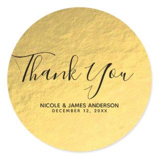 Gold Foil Shine Modern Elegant Wedding Favor Classic Round Sticker