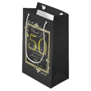 Gold Gem & Glitter 50th Golden Wedding  Small Gift Bag